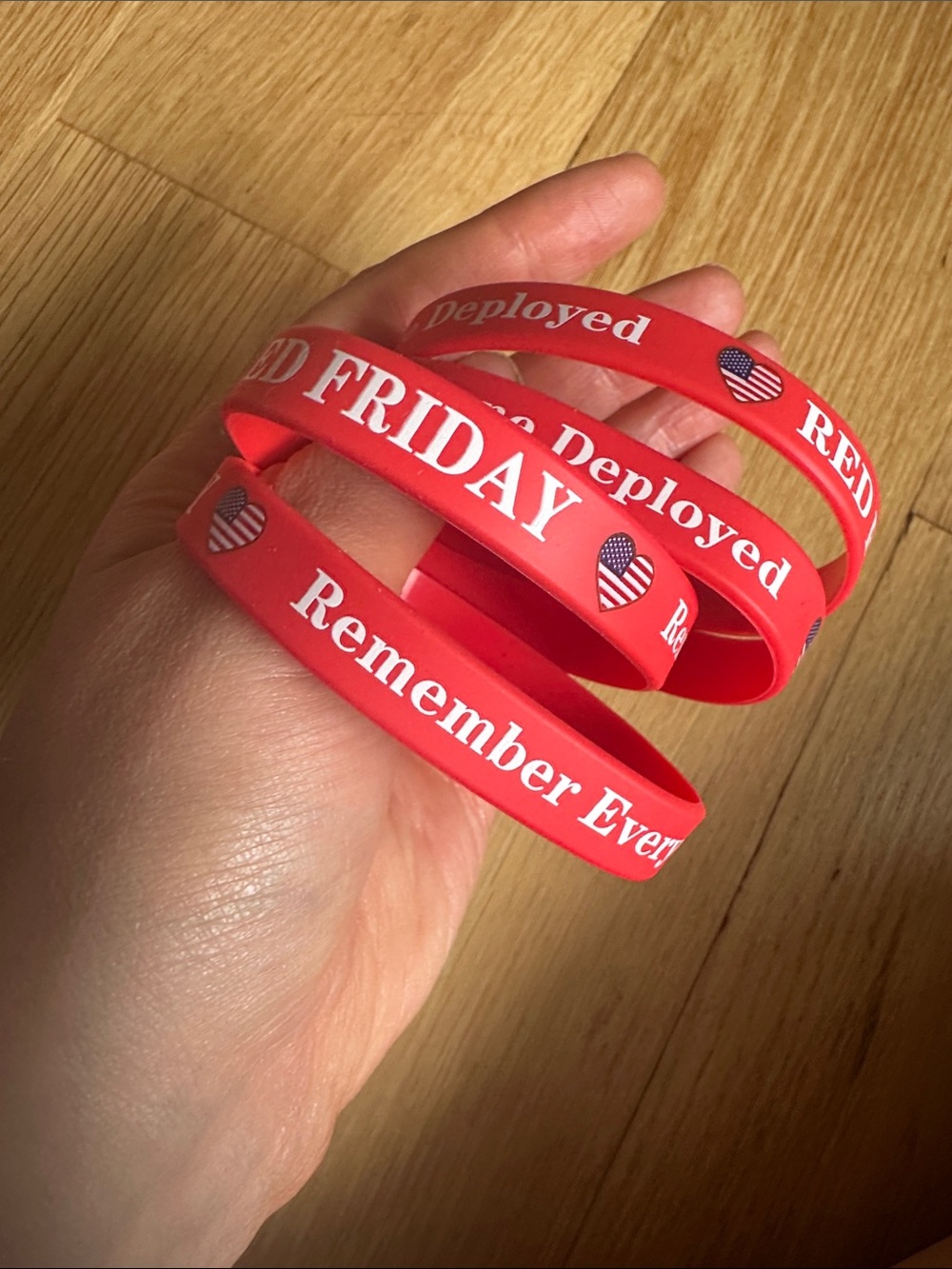 Red 'Remember Every Friday' Silicone Awareness Bracelets